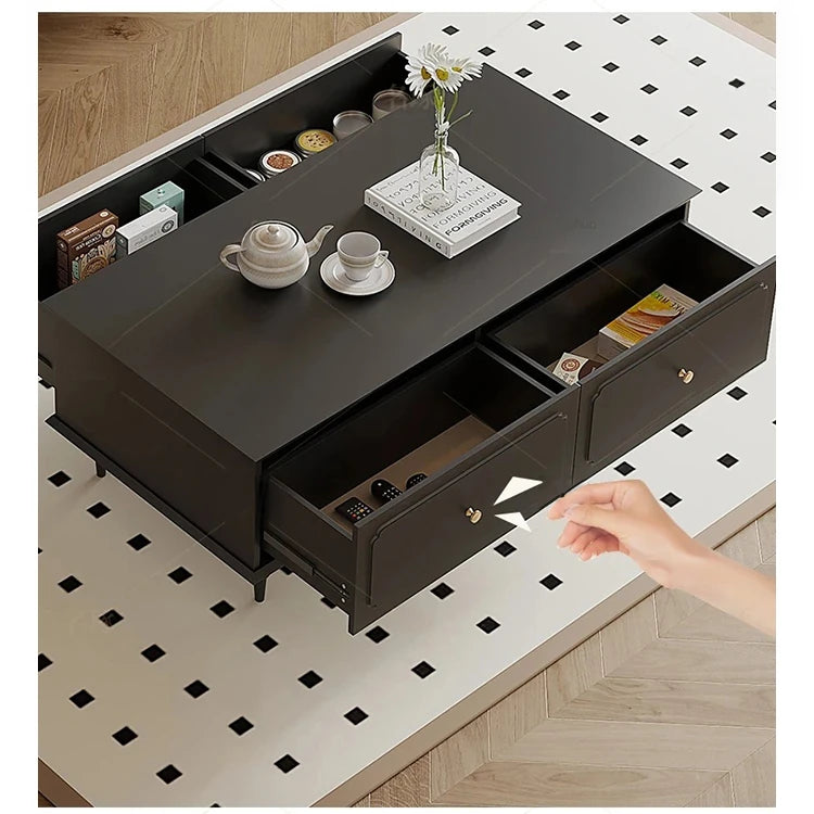 無垢材使用のスタイリッシュセンターテーブル - シンプルで機能的な収納付きリビング家具 hmz-4941