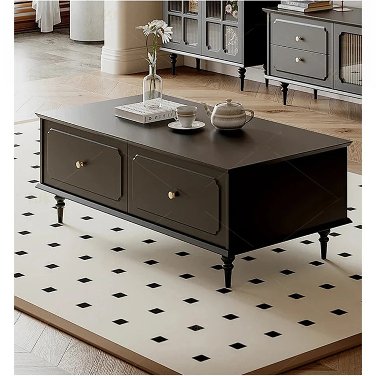 無垢材使用のスタイリッシュセンターテーブル - シンプルで機能的な収納付きリビング家具 hmz-4941