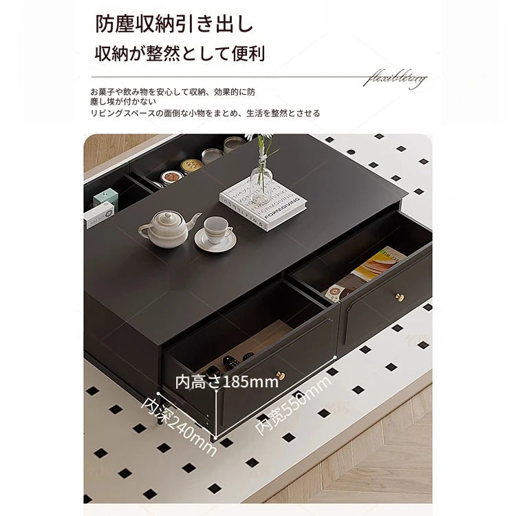 無垢材使用のスタイリッシュセンターテーブル - シンプルで機能的な収納付きリビング家具 hmz-4941