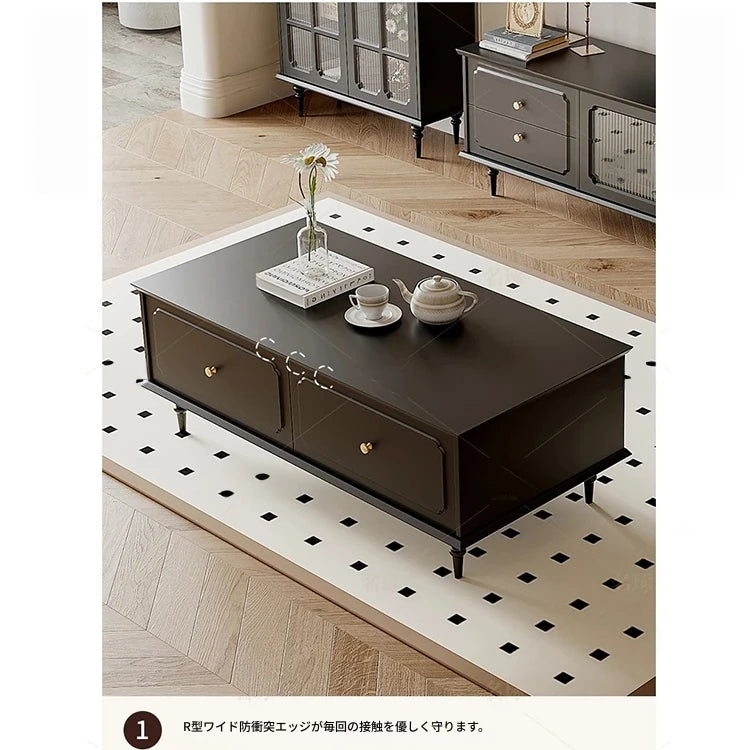 無垢材使用のスタイリッシュセンターテーブル - シンプルで機能的な収納付きリビング家具 hmz-4941