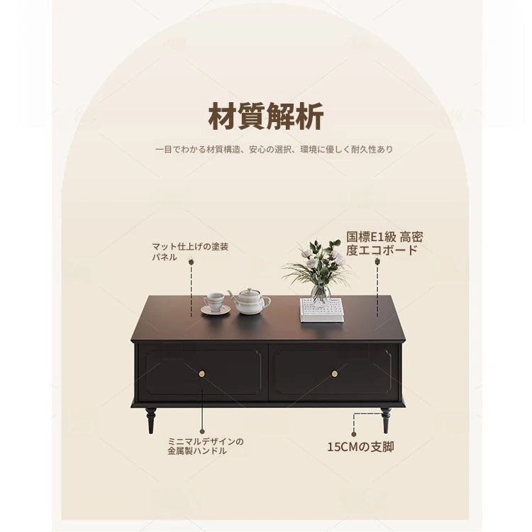 無垢材使用のスタイリッシュセンターテーブル - シンプルで機能的な収納付きリビング家具 hmz-4941