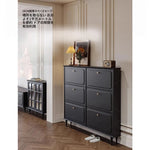 無垢材使用のシンプルモダンシューキャビネット|レトロスタイルで上質な黒色仕上げ|アメリカンミッドセンチュリーデザイン hmz-4943