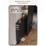 無垢材使用のシンプルモダンシューキャビネット|レトロスタイルで上質な黒色仕上げ|アメリカンミッドセンチュリーデザイン hmz-4943