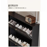 無垢材使用のシンプルモダンシューキャビネット|レトロスタイルで上質な黒色仕上げ|アメリカンミッドセンチュリーデザイン hmz-4943