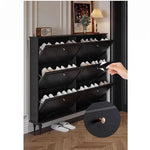 無垢材使用のシンプルモダンシューキャビネット|レトロスタイルで上質な黒色仕上げ|アメリカンミッドセンチュリーデザイン hmz-4943