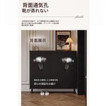 無垢材使用のシンプルモダンシューキャビネット|レトロスタイルで上質な黒色仕上げ|アメリカンミッドセンチュリーデザイン hmz-4943