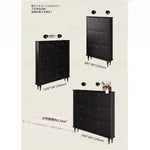 無垢材使用のシンプルモダンシューキャビネット|レトロスタイルで上質な黒色仕上げ|アメリカンミッドセンチュリーデザイン hmz-4943