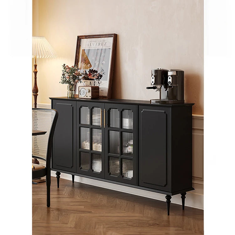 シックなデザイン無垢材キャビネット|ガラス扉付き収納家具|リビング・ダイニングに最適なインテリア hmz-4944