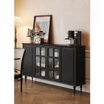 シックなデザイン無垢材キャビネット|ガラス扉付き収納家具|リビング・ダイニングに最適なインテリア hmz-4944