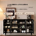 シックなデザイン無垢材キャビネット|ガラス扉付き収納家具|リビング・ダイニングに最適なインテリア hmz-4944