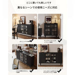 シックなデザイン無垢材キャビネット|ガラス扉付き収納家具|リビング・ダイニングに最適なインテリア hmz-4944