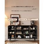 シックなデザイン無垢材キャビネット|ガラス扉付き収納家具|リビング・ダイニングに最適なインテリア hmz-4944