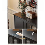 シックなデザイン無垢材キャビネット|ガラス扉付き収納家具|リビング・ダイニングに最適なインテリア hmz-4944