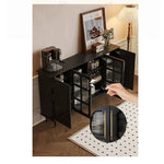 シックなデザイン無垢材キャビネット|ガラス扉付き収納家具|リビング・ダイニングに最適なインテリア hmz-4944