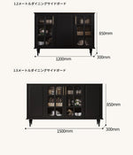 シックなデザイン無垢材キャビネット|ガラス扉付き収納家具|リビング・ダイニングに最適なインテリア hmz-4944