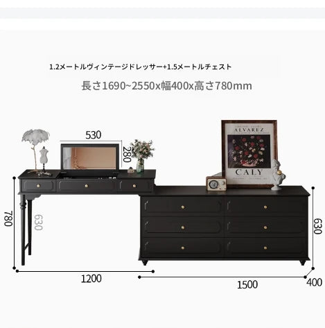 クラシックガラス化粧台 - エレガントなデザインでおしゃれな空間を演出!収納力抜群のドレッサー hmz-4947