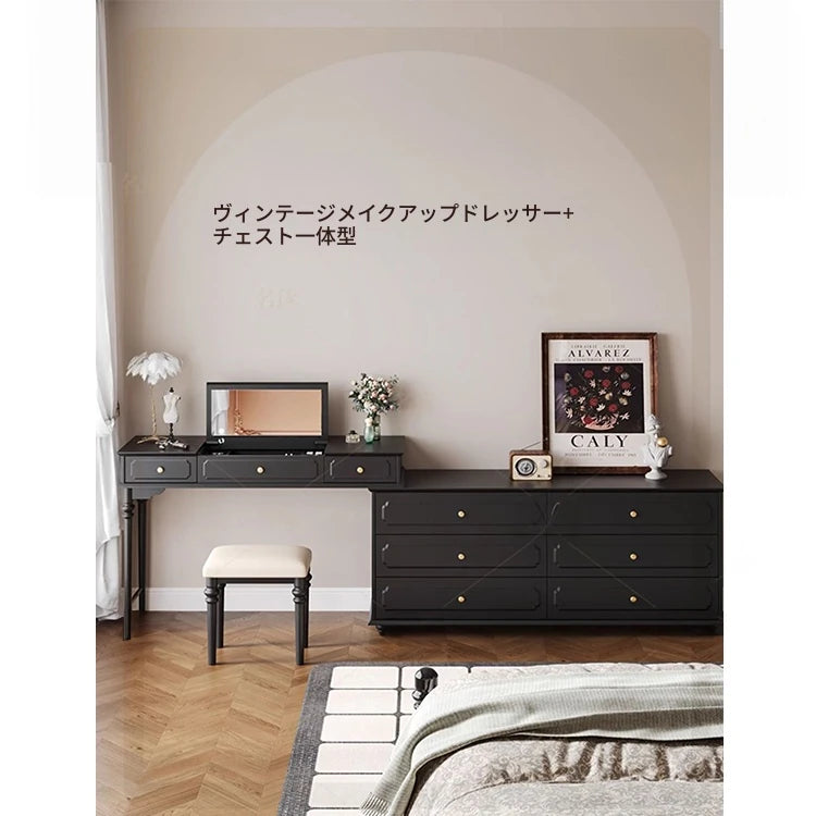 クラシックガラス化粧台 - エレガントなデザインでおしゃれな空間を演出!収納力抜群のドレッサー hmz-4947
