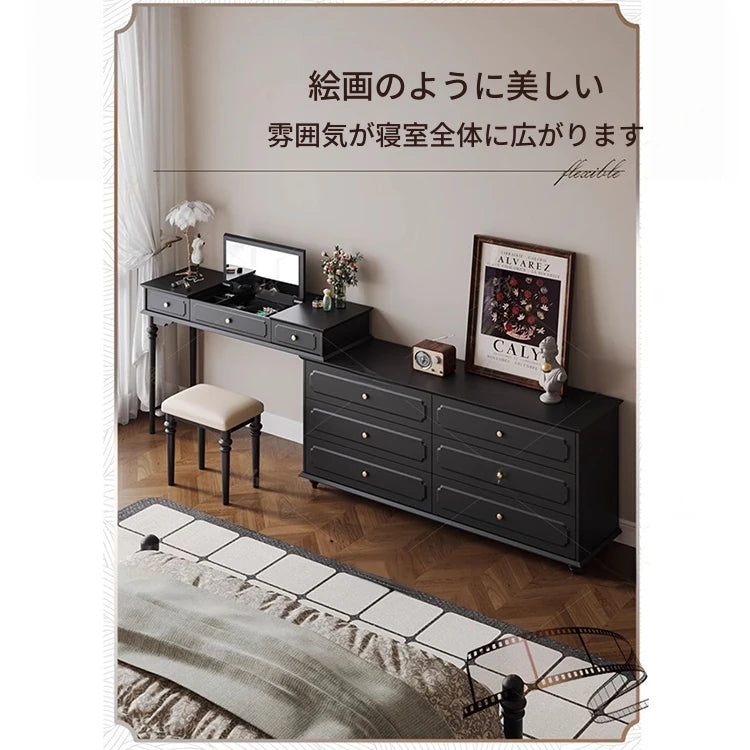 クラシックガラス化粧台 - エレガントなデザインでおしゃれな空間を演出!収納力抜群のドレッサー hmz-4947