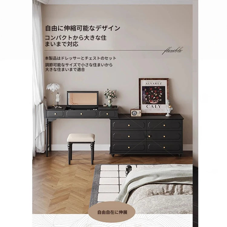 クラシックガラス化粧台 - エレガントなデザインでおしゃれな空間を演出!収納力抜群のドレッサー hmz-4947