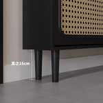 おしゃれなシューズキャビネット|収納力抜群のデザイン|玄関に最適なブラックとラタン風仕上げ hmz-4948