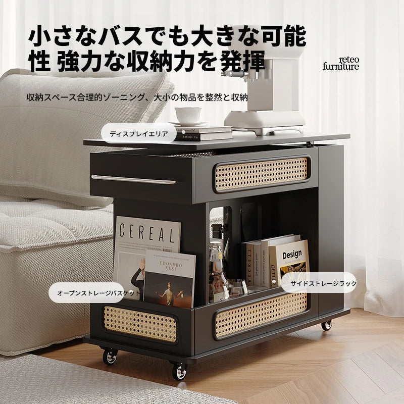 スタイリッシュで多機能なセンターテーブル - おしゃれな収納付き、リビングやオフィスに最適! hmz-4952