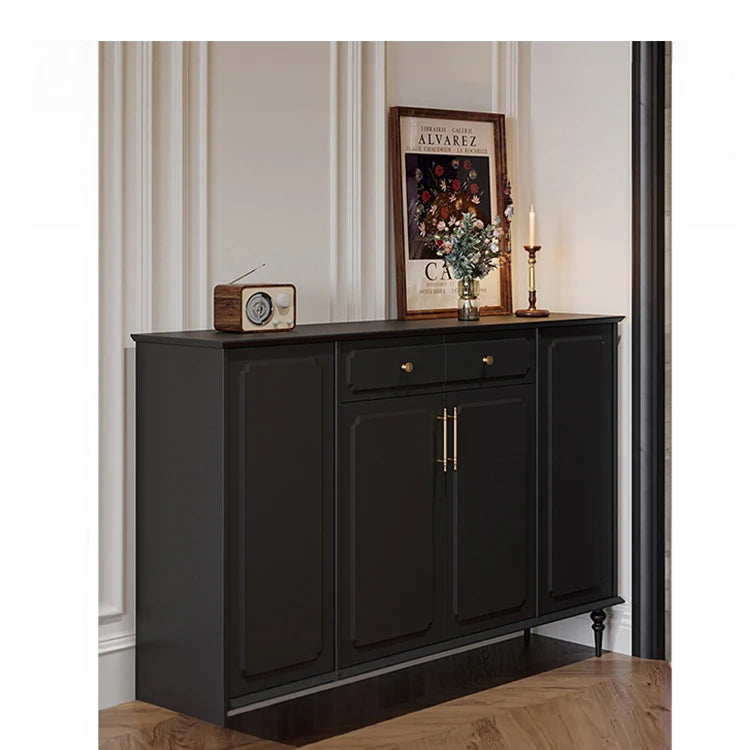 シックなデザインのブラックキャビネット - 高級感あふれる収納家具でお部屋をスタイリッシュに演出! hmz-4955