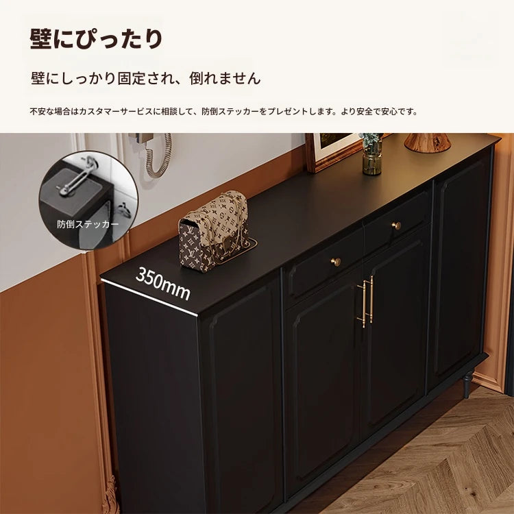 シックなデザインのブラックキャビネット - 高級感あふれる収納家具でお部屋をスタイリッシュに演出! hmz-4955