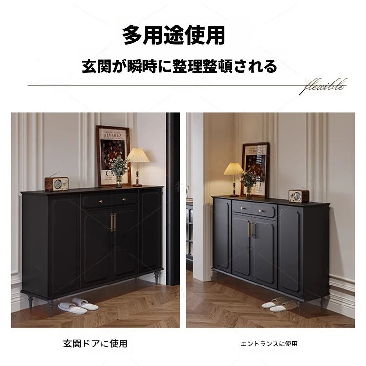 シックなデザインのブラックキャビネット - 高級感あふれる収納家具でお部屋をスタイリッシュに演出! hmz-4955