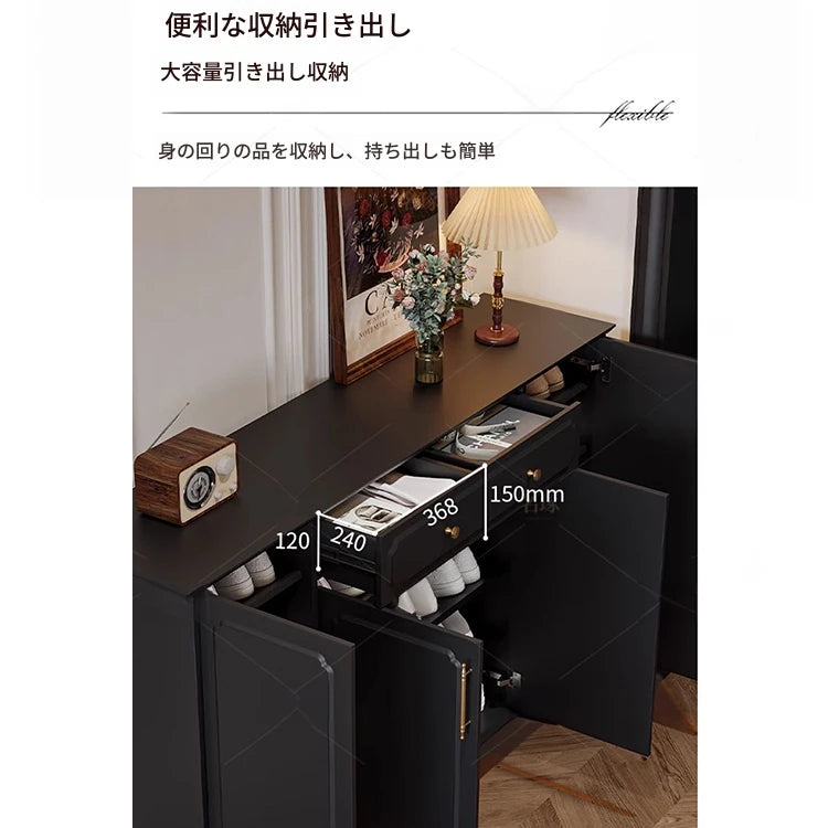 シックなデザインのブラックキャビネット - 高級感あふれる収納家具でお部屋をスタイリッシュに演出! hmz-4955