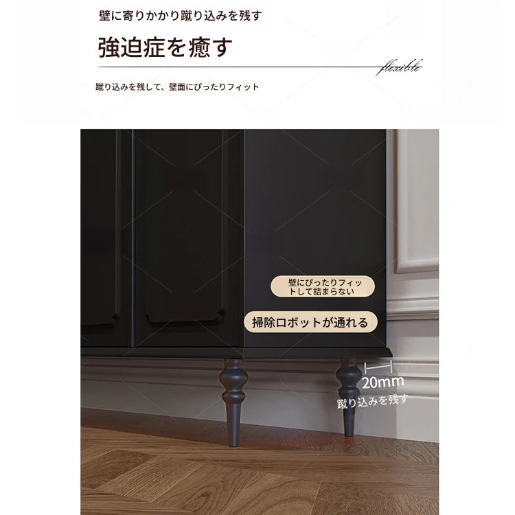 シックなデザインのブラックキャビネット - 高級感あふれる収納家具でお部屋をスタイリッシュに演出! hmz-4955