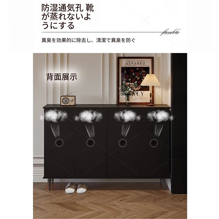 シックなデザインのブラックキャビネット - 高級感あふれる収納家具でお部屋をスタイリッシュに演出! hmz-4955