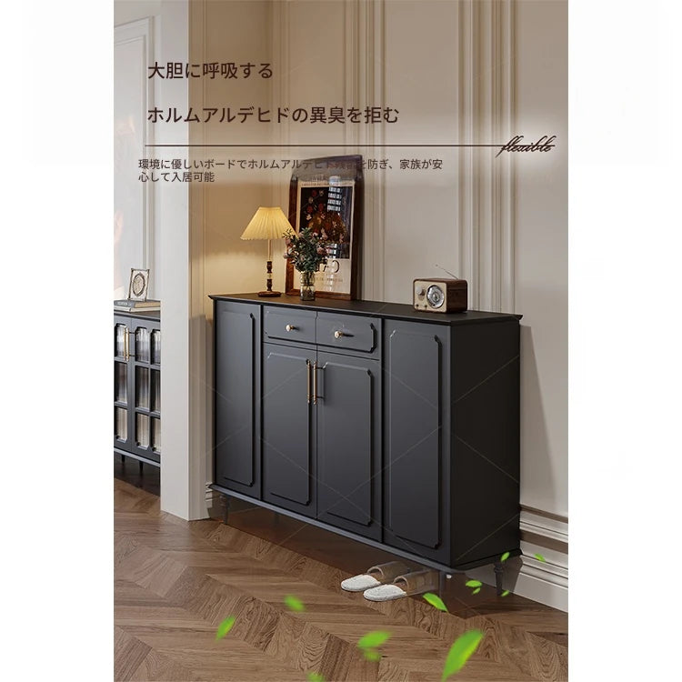 シックなデザインのブラックキャビネット - 高級感あふれる収納家具でお部屋をスタイリッシュに演出! hmz-4955