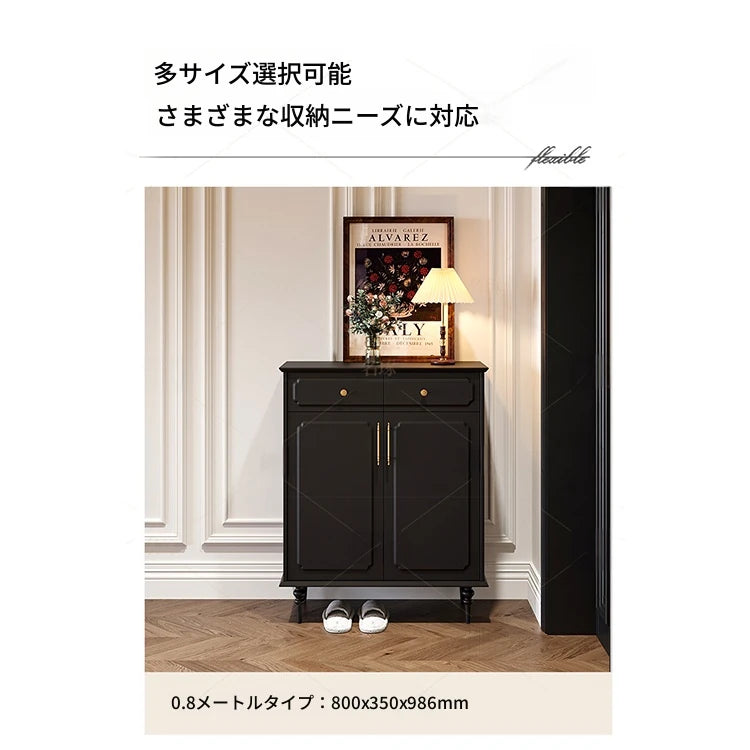 シックなデザインのブラックキャビネット - 高級感あふれる収納家具でお部屋をスタイリッシュに演出! hmz-4955