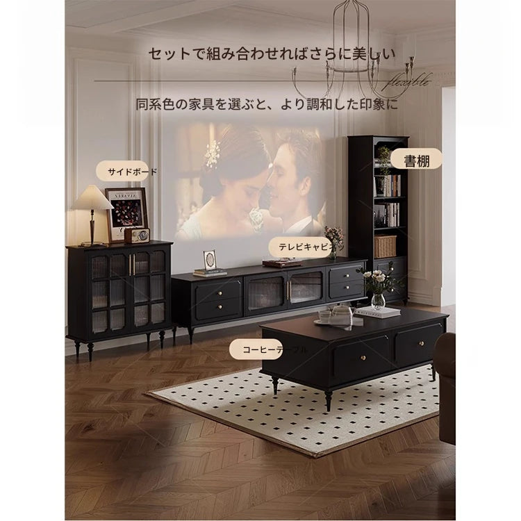 シックなデザインのブラックキャビネット - 高級感あふれる収納家具でお部屋をスタイリッシュに演出! hmz-4955