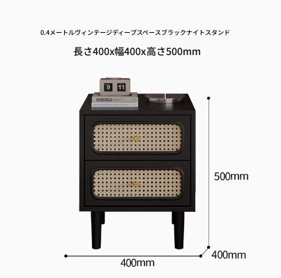 無垢材と強化ガラスのシンプルでスタイリッシュなナイトテーブル - 押し入れ付きデザイン hmz-4961