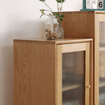 オーク キャビネット ガラス扉&銅ハンドル付き 高級収納家具 hmzj-813