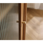 オーク キャビネット ガラス扉&銅ハンドル付き 高級収納家具 hmzj-813