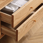 オーク キャビネット ガラス扉&銅ハンドル付き 高級収納家具 hmzj-813