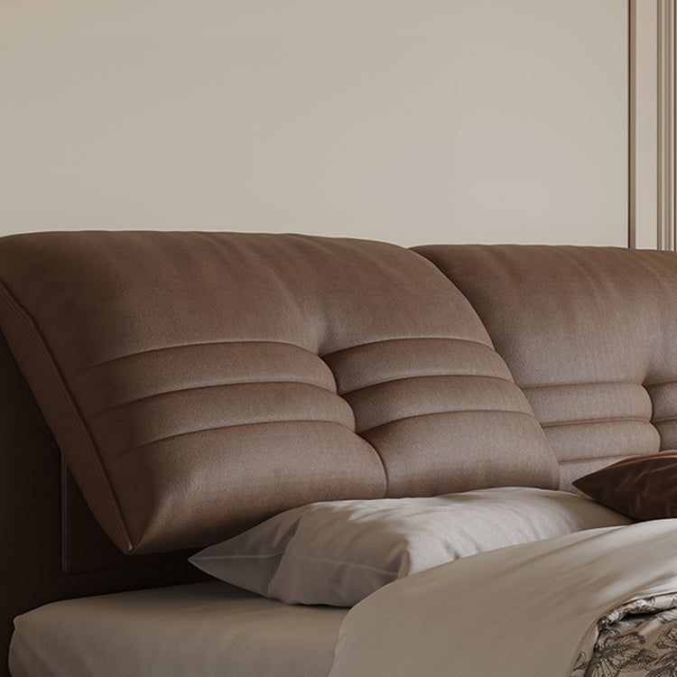 【ベッド】パイン材フレーム&ダウン+シリコンフィルクッション、豪華本革&合成皮革ファブリック、耐久多層板構造 hmzsh-1543