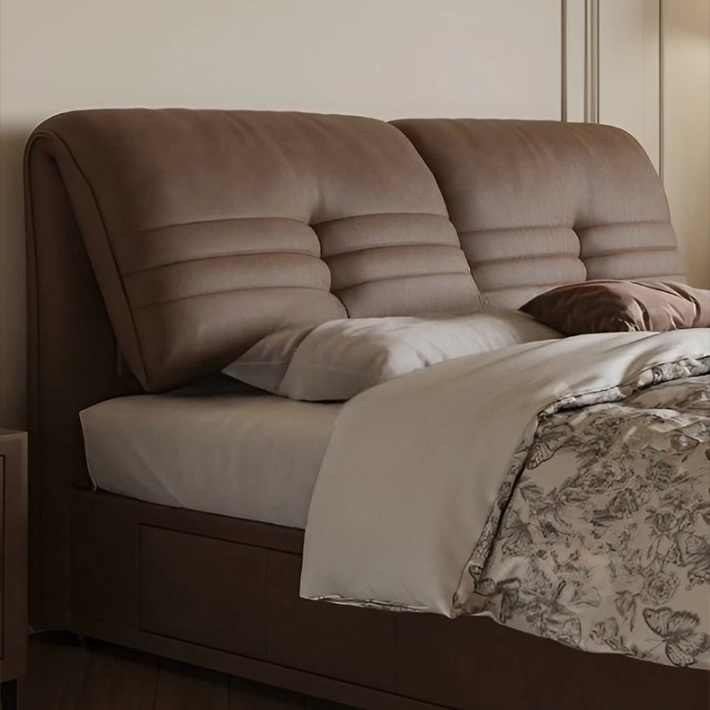 【ベッド】パイン材フレーム&ダウン+シリコンフィルクッション、豪華本革&合成皮革ファブリック、耐久多層板構造 hmzsh-1543