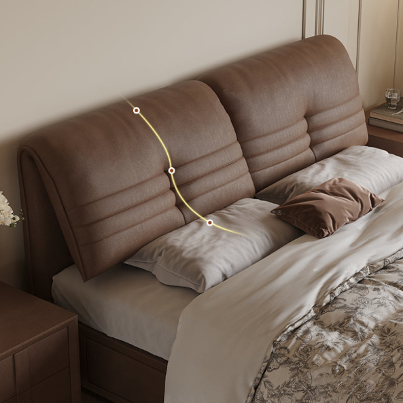 【ベッド】パイン材フレーム&ダウン+シリコンフィルクッション、豪華本革&合成皮革ファブリック、耐久多層板構造 hmzsh-1543