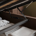 【ベッド】パイン材フレーム&ダウン+シリコンフィルクッション、豪華本革&合成皮革ファブリック、耐久多層板構造 hmzsh-1543