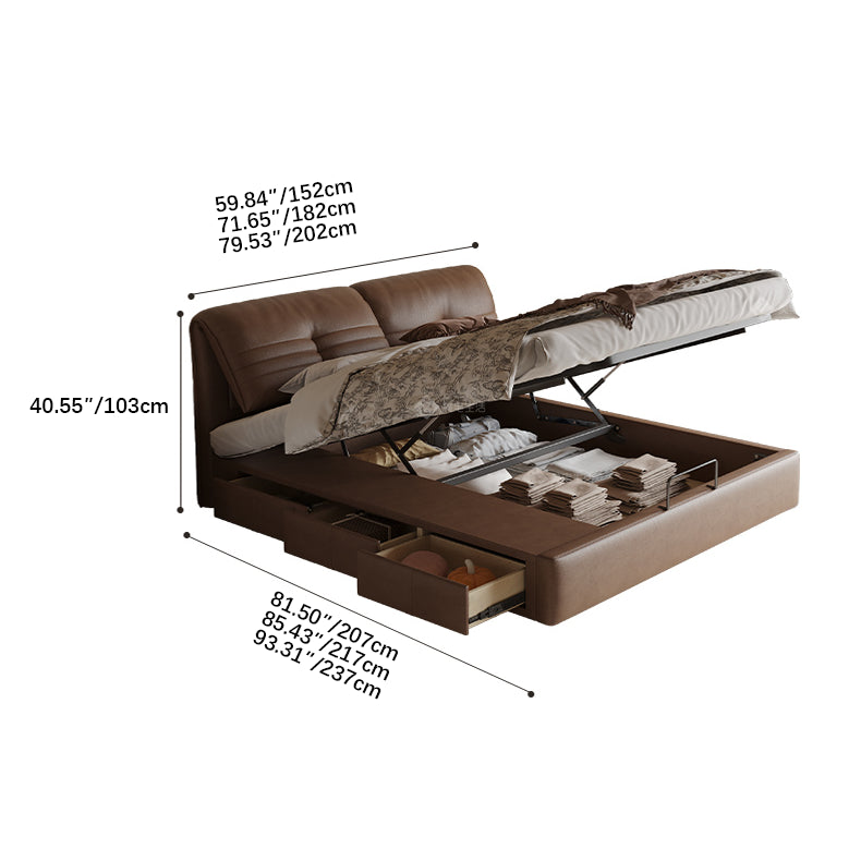 【ベッド】パイン材フレーム&ダウン+シリコンフィルクッション、豪華本革&合成皮革ファブリック、耐久多層板構造 hmzsh-1543