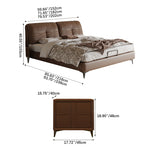 【ベッド】パイン材フレーム&ダウン+シリコンフィルクッション、豪華本革&合成皮革ファブリック、耐久多層板構造 hmzsh-1543