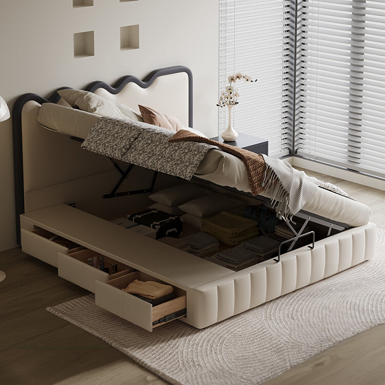 【高級感×安らぎ】天然パイン&本革×合成皮革使用の多層板ベッド hmzsh-1544