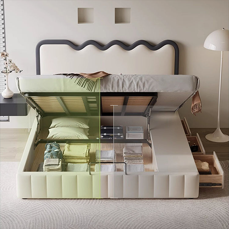 【高級感×安らぎ】天然パイン&本革×合成皮革使用の多層板ベッド hmzsh-1544