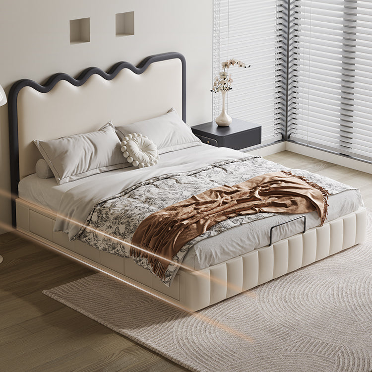 【高級感×安らぎ】天然パイン&本革×合成皮革使用の多層板ベッド hmzsh-1544