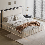 【高級感×安らぎ】天然パイン&本革×合成皮革使用の多層板ベッド hmzsh-1544