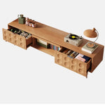 高級感溢れるテレビ台:ケヤキ×強化ガラス×ステンレスの美しいデザイン hns-4116