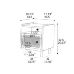 アッシュ材とケヤキのスタイリッシュナイトテーブル - ガラス&ラタンの魅力的デザイン hns-4120